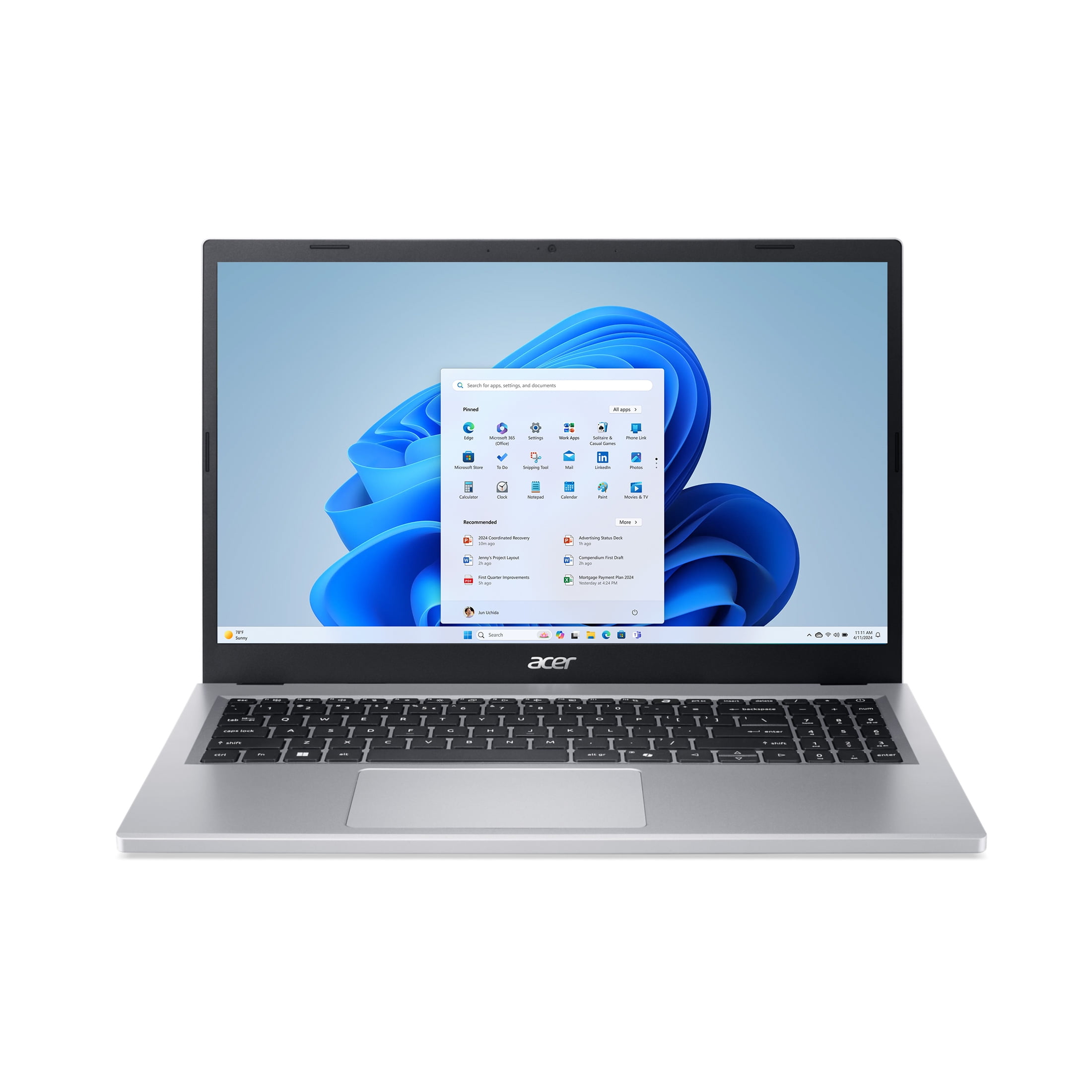 Acer Aspira a Ir 15 6" Portátil FHD IPS con Pantalla Táctil  AMD Ryzen 5 7520U  8GB RAM  512GB SSD  Plata Pura  Nuevo
