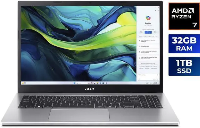 Acer Aspire Go 15 6" Laptop AMD Ryzen 7 7730U  32GB RAM  1TB SSD  NX JQJAA 001