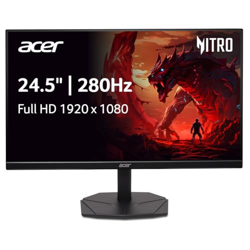 Acer Nitro 24 5 Inch Full HD 1920 x 1080 ZeroFrame Design PC Gaming Monitor   AMD FreeSync Premium   Up to 280Hz Refresh   1ms  VRB    One Display Port 1 4 and Two HDMI 2 0 Ports   KG251Q Z1biip