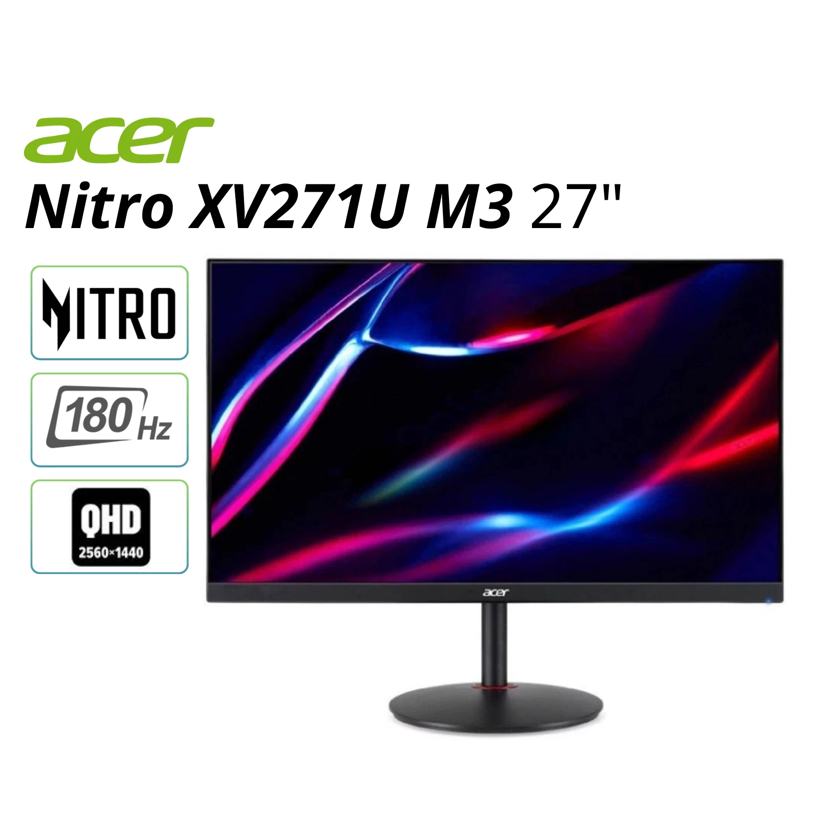 Acer Nitro 27" Gaming Monitor 180Hz 2560x1440 16 9 250Nit XV271U M3 Refurbished