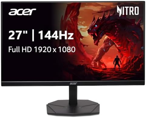 Acer Nitro 27 Inch Gaming Monitor Full HD 1920x1080 IPS ZeroFrame AMD FreeSync 144Hz 1ms VRB sRGB 99  DisplayPort HDMI  Renewed 