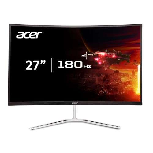 Acer Nitro 27 WQHD 2560 x 1440 1500R Curved PC Gaming Monitor   AMD FreeSync Premium   180Hz Refresh   1ms VRB   VESA Mountable   HDR10   1 x Display Port 1 2 & 2 x HDMI 2 0   EDA270U Pbmiipx
