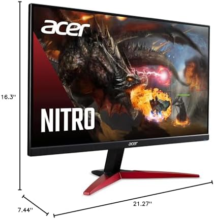 Acer Nitro KG241Y Sbiip 23 8  Full HD  1920 x 1080  VA Gaming Monitor   AMD FreeSync Premium Technology   165Hz Refresh Rate   1ms  VRB    ZeroFrame Design   1 x Display Port 1 2 & 2 x HDMI 2 0 Black