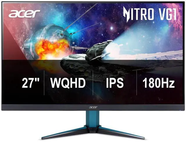 Acer Nitro VG271U M3bmiipx 27" Gaming Monitor WQHD  2560 x 1440  IPS with AMD FreeSync Premium Technology  Up to 180Hz  Up to 0 5ms  DCI P3 95   1 x Display Port 1 2  2 x HDMI 2 0 and 1 x Audio Out