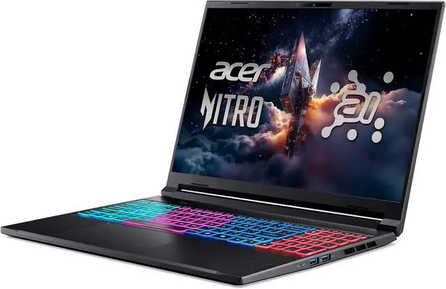 Acer Nitro V 16S 16 WUXGA IPS 180Hz Gaming Laptop Intel Core 7 processor 240H NVIDIA GeForce RTX 5060 RGB Backlit Black  64GB RAM DDR5   2TB SSD   Windows 11 Home   Bundle with USB 3 0 Hub