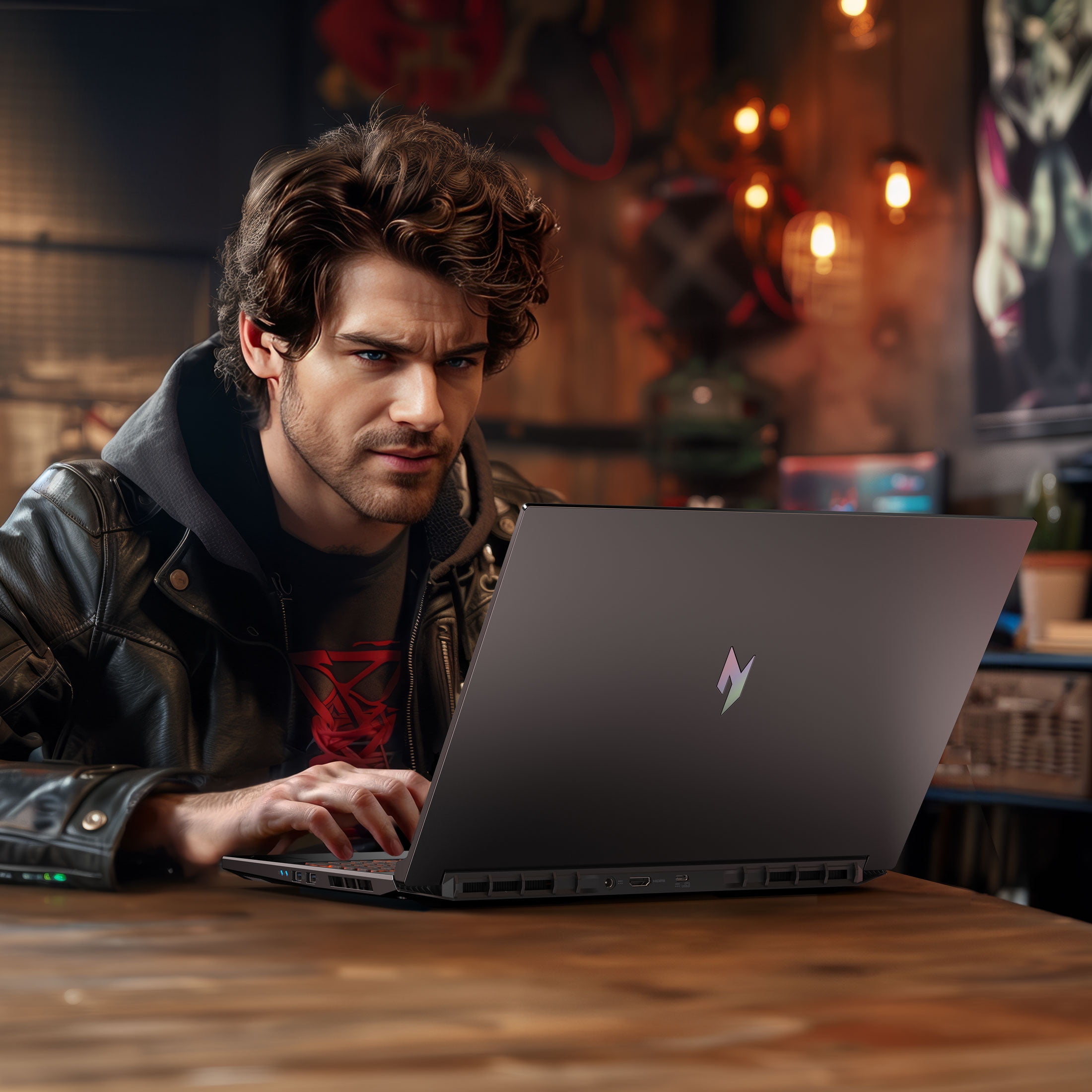 Acer Nitro V 16 AI WUXGA (1920 x 1200) IPS 180Hz Portátil para Juegos AI PC, Procesador AMD Ryzen 5 240, Nvidia GeForce rtxTM 5050 8GB GDDR7 VRAM, 16GB RAM, 512GB SSD, Obsidiana Negra