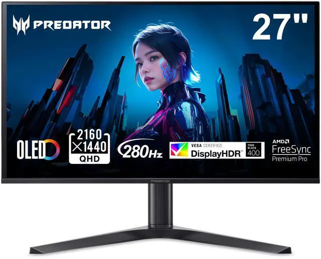Acer Predator 27 inch WQHD 2K 1440P 280hz with AMD FreeSync Premium Pro  0 03ms OLED Gaming Computer Monitor X27U Z1bmiiprx