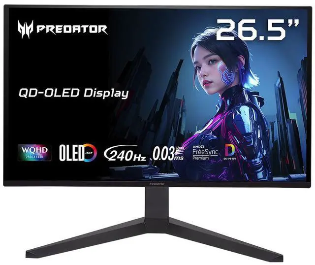 Acer Predator 27 inch WQHD 2K 1440P 240Hz AMD FreeSync Premium 240Hz  OLED Gaming Computer Monitor with Height Adjustable  Swivel  Pivot & Tilt Stand X27U W1bmiipprx