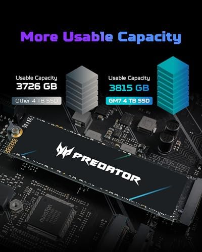 Acer Predator GM7 2TB SSD  M 2 2280 PCIe Gen 4 x4 NVMe 2 0  Read Speed Up to 7400 MB/s  Internal PC Solid State Drive for Laptop  Desktop and PS5   BL 9BWWR 119