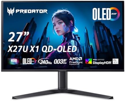 Acer Predator Gaming Monitor   31 5 UHD 3840 x 2160 OLED   AMD FreeSync Premium Pro   165Hz   0 03ms   VESA DisplayHDR True Black 400   DCI P3 99    Display Port 1 4 & 2 x HDMI 2 1   X32 V2bmiiphx