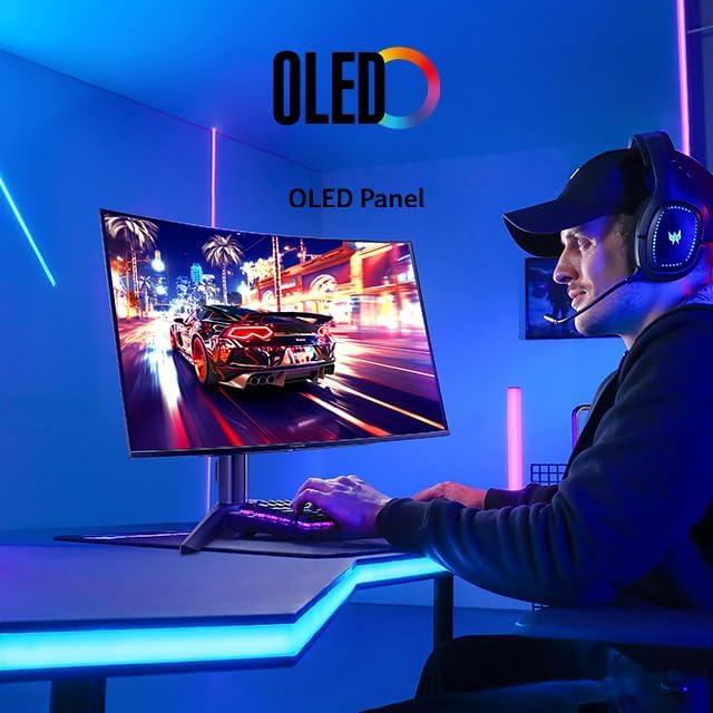 Acer Predator Gaming Monitor   31 5 UHD 3840 x 2160 OLED   AMD FreeSync Premium Pro   165Hz   0 03ms   VESA DisplayHDR True Black 400   DCI P3 99    Display Port 1 4 & 2 x HDMI 2 1   X32 V2bmiiphx