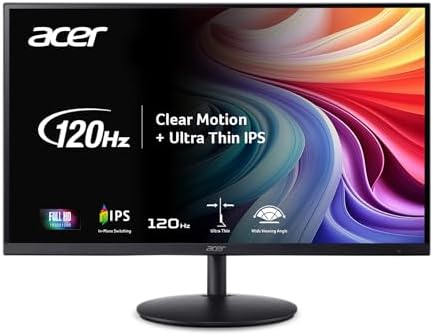 Acer SH272 G0bih 27 IPS Full HD  1920 x 1080  Ultra Thin Gaming Office Monitor   Adaptive Sync Support  FreeSync Compatible    Up to 120Hz Refresh   1ms  VRB    Adjustable Stand   HDMI & VGA Ports