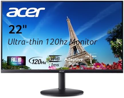 Acer SH272 G0bih 27 IPS Full HD  1920 x 1080  Ultra Thin Gaming Office Monitor   Adaptive Sync Support  FreeSync Compatible    Up to 120Hz Refresh   1ms  VRB    Adjustable Stand   HDMI & VGA Ports