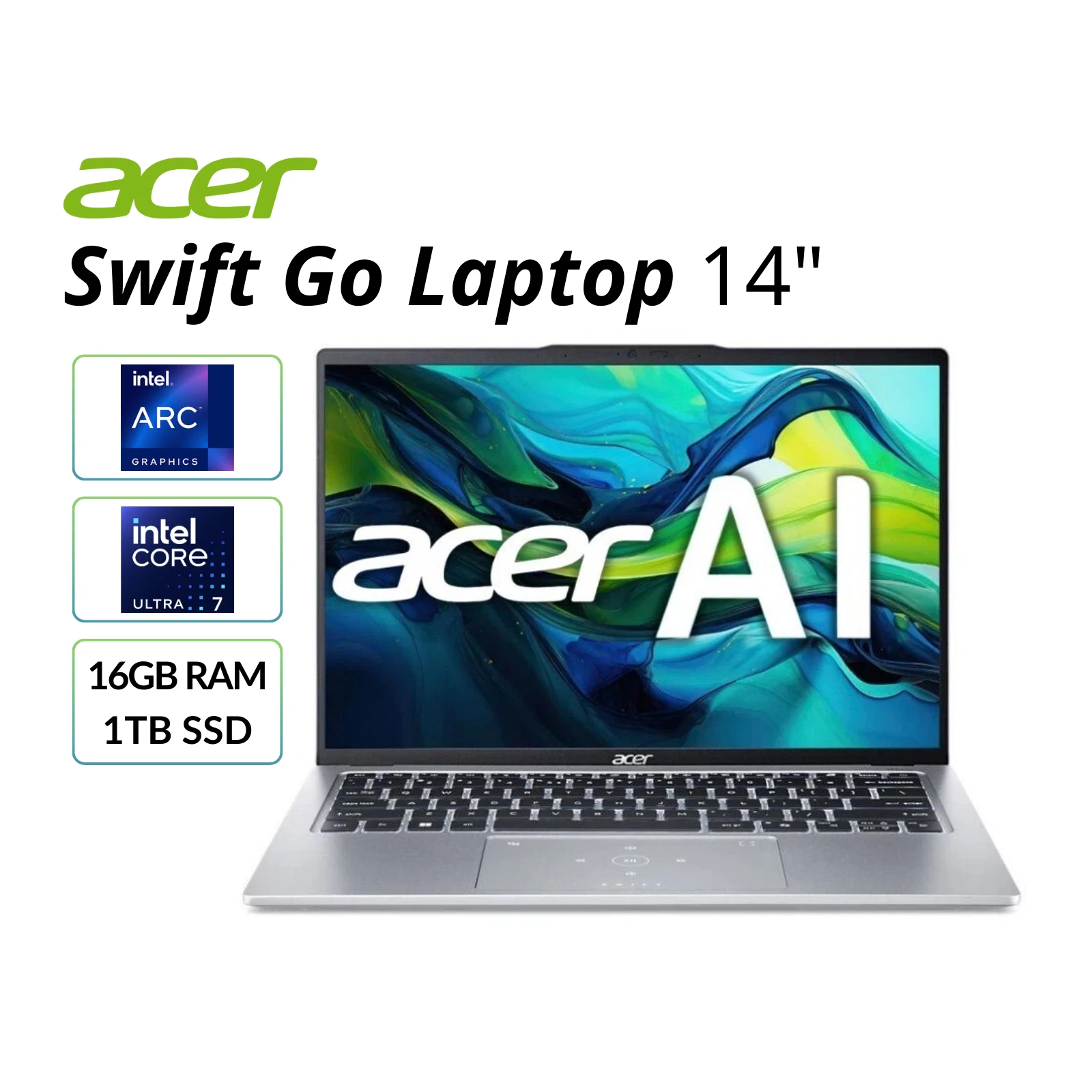 Acer Swift Go 14" Laptop Intel Core Ultra 7 155H 16GB RAM 1TB SSD Refurbished