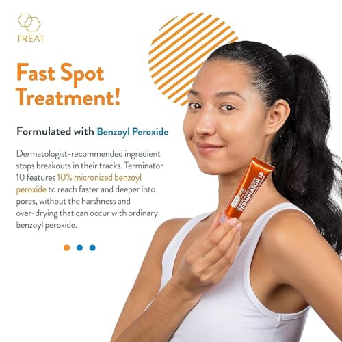 AcneFree Terminator 10 Acne Spot Treatment with Benzoyl Peroxide 10  Maximum Strength Acne Cream Treatment  1 Ounce   Pack Of 1