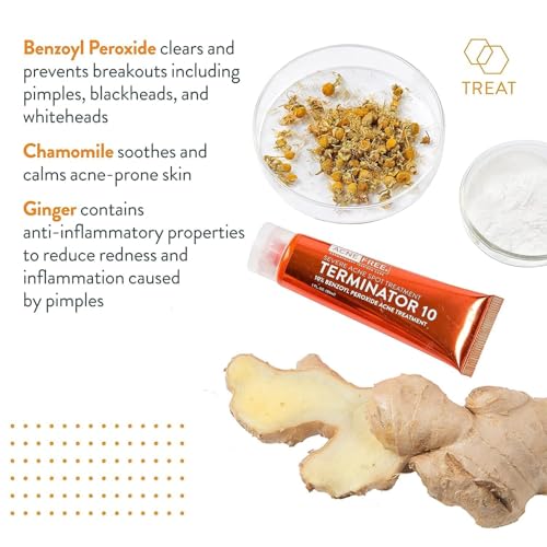 AcneFree Terminator 10 Acne Spot Treatment with Benzoyl Peroxide 10  Maximum Strength Acne Cream Treatment  1 Ounce   Pack Of 1