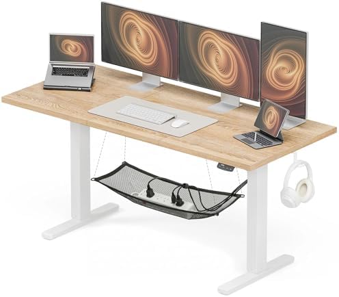 Acrolix Electric Height Adjustable Standing Desk  48x 24 Inch Sit Stand Up Desk with Cable Management  2 Memory Presets  Splice Board Ergonomic Desk for Home Office Rustic Brown Desktop
