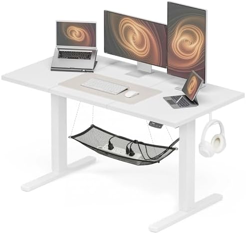 Acrolix Electric Height Adjustable Standing Desk  48x 24 Inch Sit Stand Up Desk with Cable Management  2 Memory Presets  Splice Board Ergonomic Desk for Home Office Rustic Brown Desktop