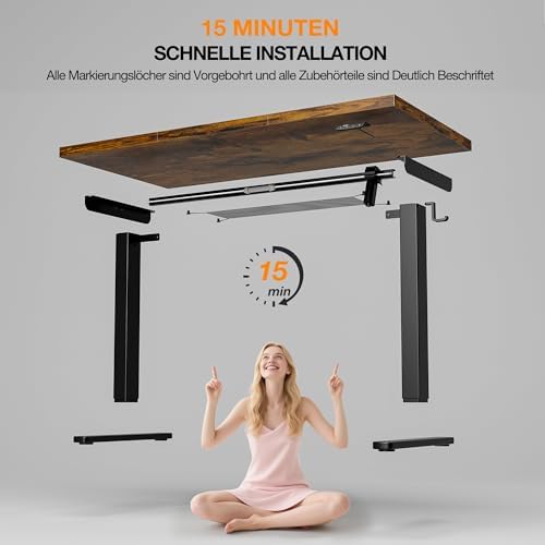Acrolix Electric Height Adjustable Standing Desk  48x 24 Inch Sit Stand Up Desk with Cable Management  2 Memory Presets  Splice Board Ergonomic Desk for Home Office Rustic Brown Desktop
