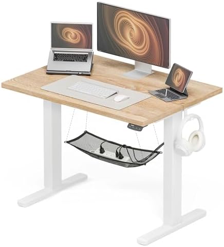 Acrolix Electric Height Adjustable Standing Desk  48x 24 Inch Sit Stand Up Desk with Cable Management  2 Memory Presets  Splice Board Ergonomic Desk for Home Office Rustic Brown Desktop