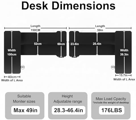 Acrolix L Shaped Electric Standing Desk   59x40 Inch Reversible Corner Sit Stand Desk with Hook&Cup Holder Electric Height Adjustable Table for Home Office Gaming Computer Desk  Rustic Brown