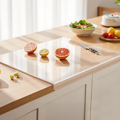 Tabla de cortar acrílica con borde de encimera, tablas de cortar transparentes de 17.5 x 13.5 pulgadas para encimera de cocina, tabla de cortar grande antideslizante para protector de encimera,