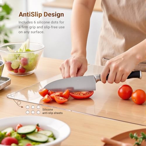 Tabla de cortar acrílica con borde de encimera, tablas de cortar transparentes de 17.5 x 13.5 pulgadas para encimera de cocina, tabla de cortar grande antideslizante para protector de encimera,