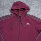 Adidas Fleece Hoodie Adult Size Small Maroon Red Full Zip Sweatshirt Logo