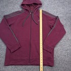Adidas Fleece Hoodie Adult Size Small Maroon Red Full Zip Sweatshirt Logo
