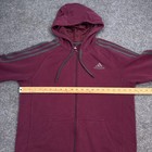 Adidas Fleece Hoodie Adult Size Small Maroon Red Full Zip Sweatshirt Logo
