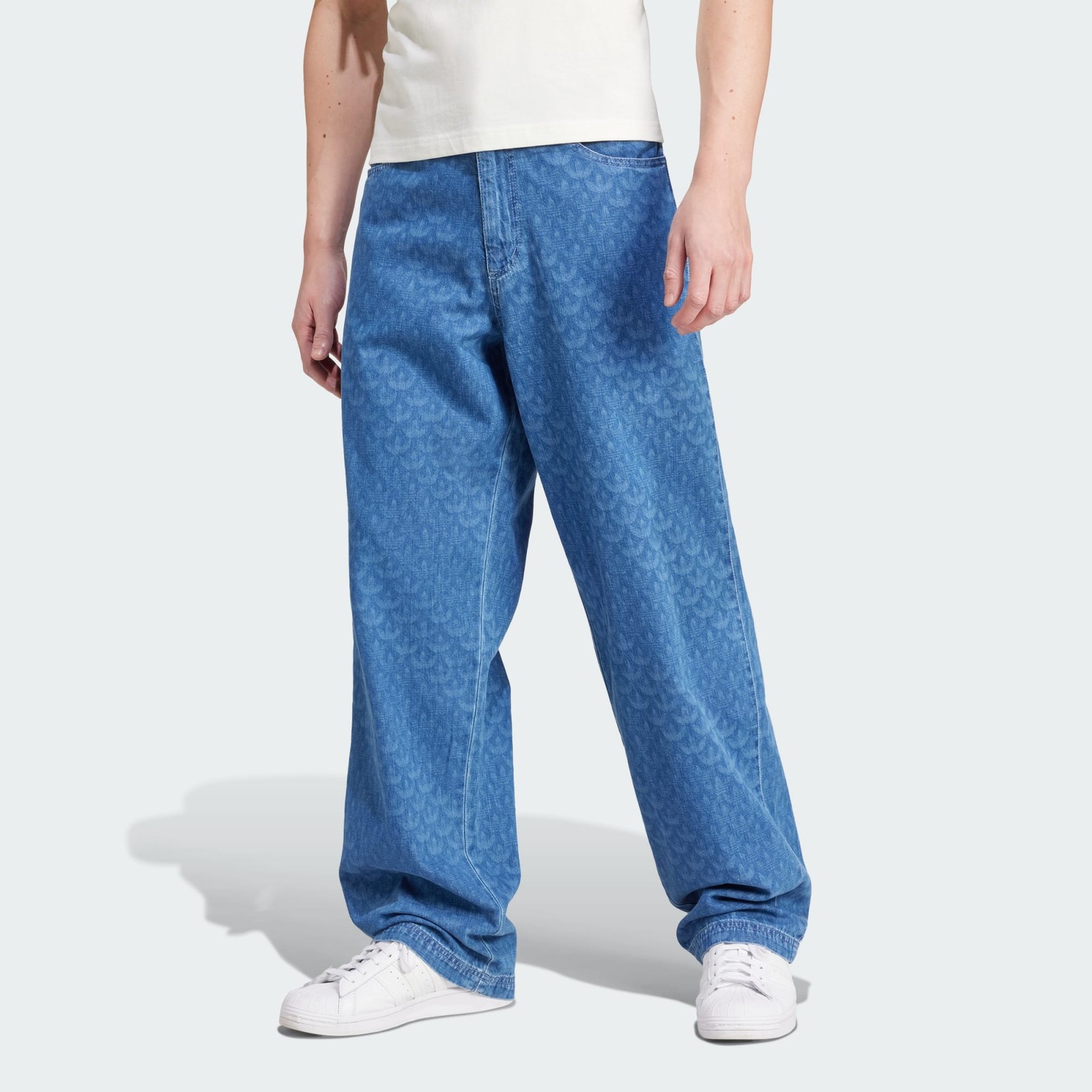 Adidas Originals Denim Monogram Pants Mens Jeans Light Denim IX6720 Rare XS 2XL