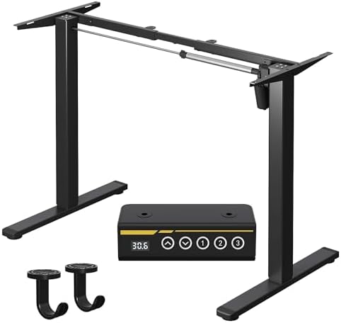Adjustable Electric Standing Desk Frame  Height & Length Adjustable for 63 x 28 Tabletops  3 Preset Heights  Heavy Duty 154LBS Capacity  Black Ergonomic Sit Stand Desk Legs for Home Office