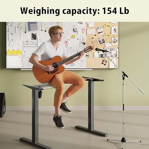 Adjustable Electric Standing Desk Frame  Height & Length Adjustable for 63 x 28 Tabletops  3 Preset Heights  Heavy Duty 154LBS Capacity  Black Ergonomic Sit Stand Desk Legs for Home Office