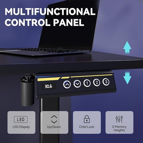 Adjustable Electric Standing Desk Frame  Height & Length Adjustable for 63 x 28 Tabletops  3 Preset Heights  Heavy Duty 154LBS Capacity  Black Ergonomic Sit Stand Desk Legs for Home Office