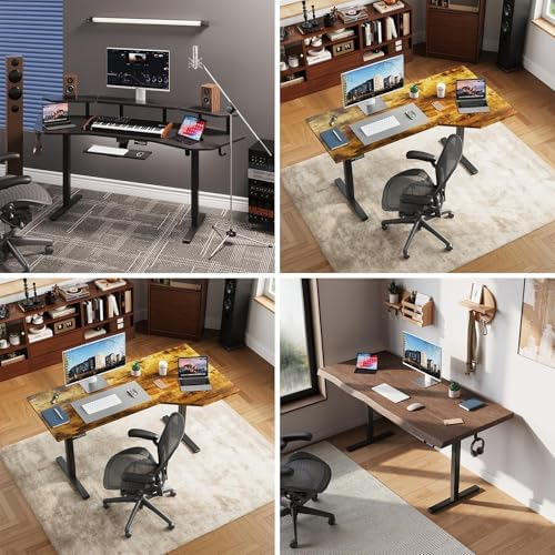 Adjustable Electric Standing Desk Frame  Height & Length Adjustable for 63 x 28 Tabletops  3 Preset Heights  Heavy Duty 154LBS Capacity  Black Ergonomic Sit Stand Desk Legs for Home Office
