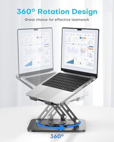 Adjustable Laptop Stand  Computer Stand with 360 Rotating Base  Ergonomic Laptop Riser Mount for Desk Foldable Protable Computer Desk Fits with MacBook Pro Air  10 16    Black