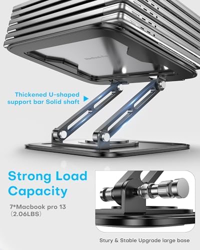 Adjustable Laptop Stand  Computer Stand with 360 Rotating Base  Ergonomic Laptop Riser Mount for Desk Foldable Protable Computer Desk Fits with MacBook Pro Air  10 16    Black