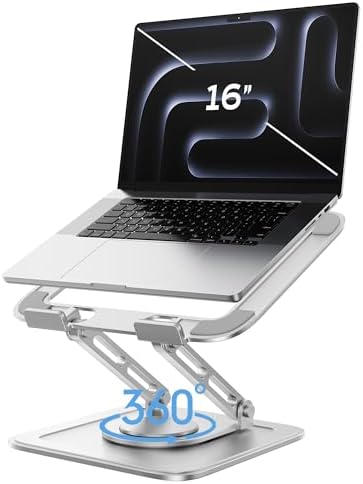 Adjustable Laptop Stand  Computer Stand with 360 Rotating Base  Ergonomic Laptop Riser Mount for Desk Foldable Protable Computer Desk Fits with MacBook Pro Air  10 16    Black