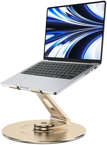 Adjustable Laptop Stand  Computer Stand with 360 Rotating Base  Ergonomic Laptop Riser Mount for Desk Foldable Protable Computer Desk Fits with MacBook Pro Air  10 16    Black