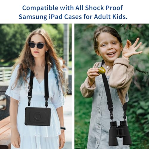 Adjustable iPad Binocular Camera Strap  Comfortable Shoulder Strap Nylon Neck Lanyard for iPad/Samsung Tablet Case Crossbody Laptop Luggage Bag Black