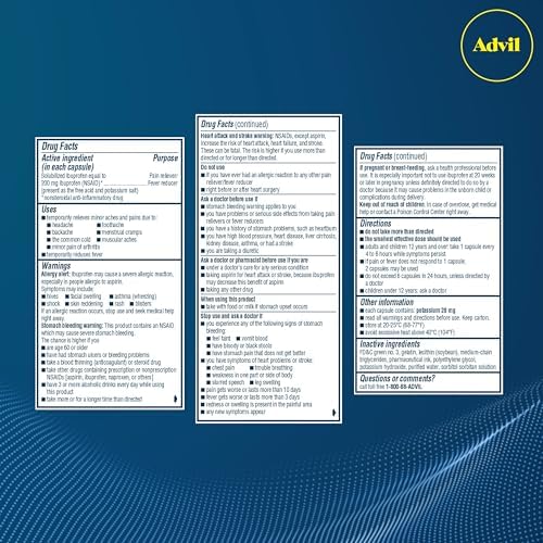 Advil Liqui Gels Pain Reliever and Fever Reducer  Pain Medicine for Adults with Ibuprofen 200mg for Headache  Backache  Menstrual Pain and Joint Pain Relief   200 Liquid Filled Capsules