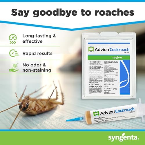 Advion Cockroach Gel Bait  4 Tubes x 30 Grams  1 Plunger and 2 Tips  German Roach Insect Pest Control  Indoor and Outdoor Use  Roach Killer Gel for American  German and Other Major Cockroach Species