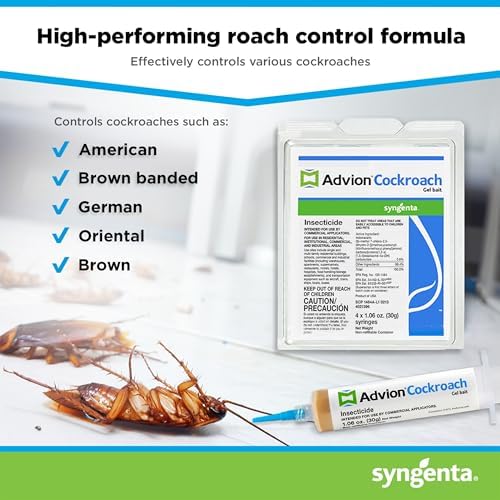Advion Cockroach Gel Bait  4 Tubes x 30 Grams  1 Plunger and 2 Tips  German Roach Insect Pest Control  Indoor and Outdoor Use  Roach Killer Gel for American  German and Other Major Cockroach Species