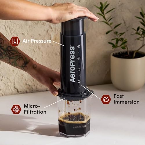 AeroPress Original XL Coffee Press  All in One Large French Press  Pour Over & Espresso Style Manual Brewer  2 Min Brew for Less Bitterness  More Flavor  Portable Coffee Maker  Travel & Camping
