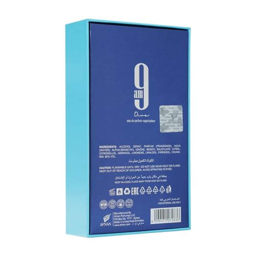 Afnan 9 AM Pour Femme Eau De Parfum, 3.4 onzas
