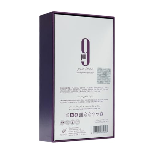 Afnan 9 PM For Men Eau De Parfum  3 4 Fl  Oz