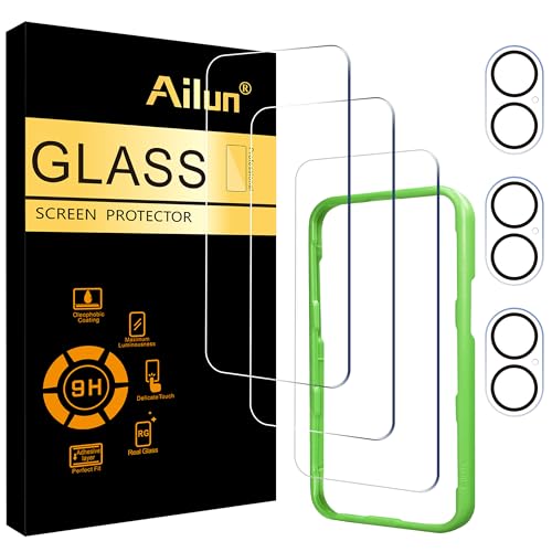 Ailun 3 Pack Screen Protector for iPhone 17  6 3 inch    3 Pack Camera Lens Protector with Installation Frame Dynamic Island Compatible Case Friendly Tempered Glass Not for iPhone 17 Pro/Pro Max/Air 