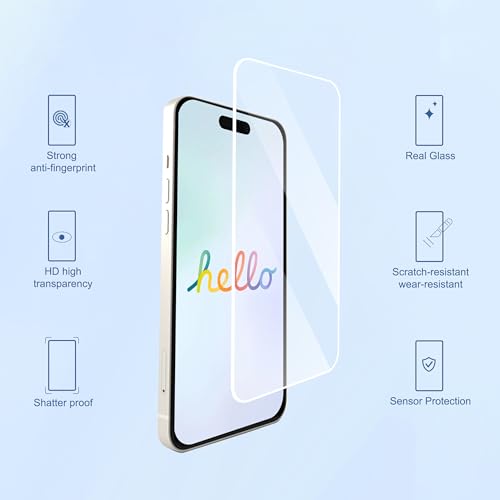 Ailun 3 Pack Screen Protector for iPhone 17  6 3 inch    3 Pack Camera Lens Protector with Installation Frame Dynamic Island Compatible Case Friendly Tempered Glass Not for iPhone 17 Pro/Pro Max/Air 