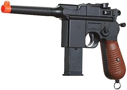 Airsoft Classic Mauser C96 World War II Spring Metal Airsoft Pistol with Two Magazines  Black