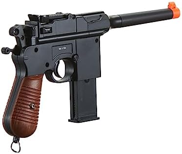 Airsoft Classic Mauser C96 World War II Spring Metal Airsoft Pistol with Two Magazines  Black